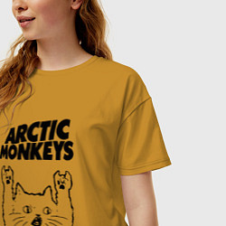 Футболка оверсайз женская Arctic Monkeys - rock cat, цвет: горчичный — фото 2