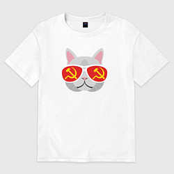 Футболка оверсайз женская Котик СССР, цвет: белый