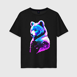 Женская футболка оверсайз Светящийся звёздный медведь - нейросеть
