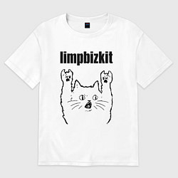 Футболка оверсайз женская Limp Bizkit - rock cat, цвет: белый