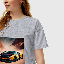 Футболка оверсайз женская Lamborghini Aventador, цвет: меланж — фото 2