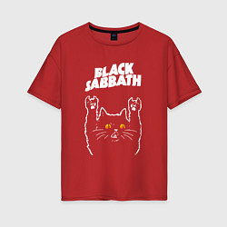 Футболка оверсайз женская Black Sabbath rock cat, цвет: красный