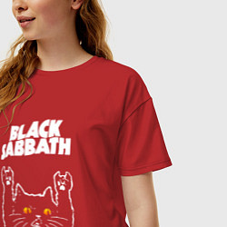 Футболка оверсайз женская Black Sabbath rock cat, цвет: красный — фото 2