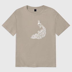 Женская футболка оверсайз Белый павлин