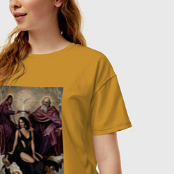 Футболка оверсайз женская Feat lana del rey, цвет: горчичный — фото 2