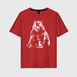 Футболка оверсайз женская Силуэт медведя, цвет: красный