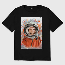 Футболка оверсайз женская Гагарин арт, цвет: черный