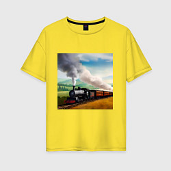 Женская футболка оверсайз Ретро поезд