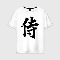 Женская футболка оверсайз Иероглиф - самурай