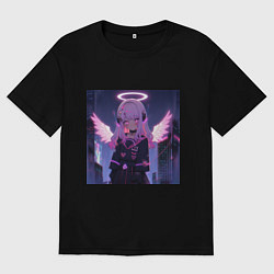 Женская футболка оверсайз Милая аниме девушка-ангел