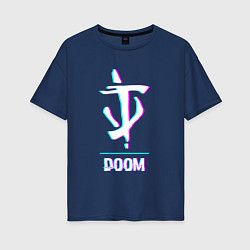 Женская футболка оверсайз Doom в стиле glitch и баги графики