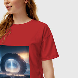Футболка оверсайз женская Ледяной портал, цвет: красный — фото 2