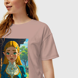 Футболка оверсайз женская The legend of Zelda - ahegao art, цвет: пыльно-розовый — фото 2