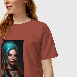 Футболка оверсайз женская League of legends Jinx, цвет: кирпичный — фото 2