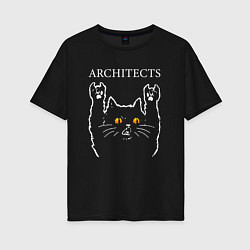 Футболка оверсайз женская Architects rock cat, цвет: черный