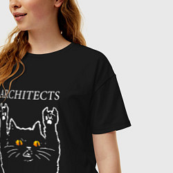 Футболка оверсайз женская Architects rock cat, цвет: черный — фото 2