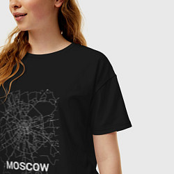 Футболка оверсайз женская Moscow map, цвет: черный — фото 2