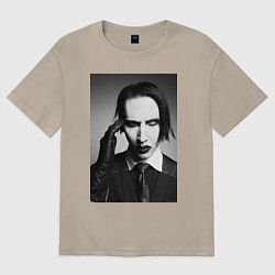 Футболка оверсайз женская Marilyn Manson looks at you, цвет: миндальный