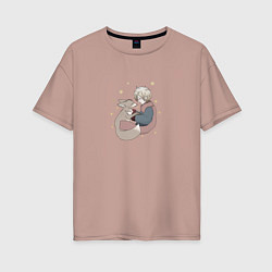 Женская футболка оверсайз Маленький принц и лисенок