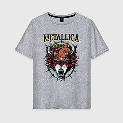 Женская футболка оверсайз Metallica - wolfs muzzle - thrash metal