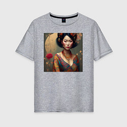Женская футболка оверсайз Красивая азиатка - нейросеть
