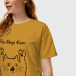 Футболка оверсайз женская Three Days Grace - rock cat, цвет: горчичный — фото 2