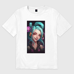 Футболка оверсайз женская Jinx art Arcane League of Legends, цвет: белый