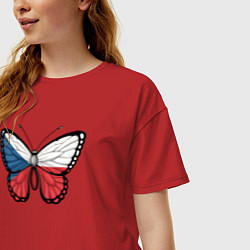 Футболка оверсайз женская Чехия бабочка, цвет: красный — фото 2