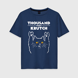 Футболка оверсайз женская Thousand Foot Krutch rock cat, цвет: тёмно-синий
