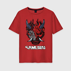Женская футболка оверсайз Samurai logo