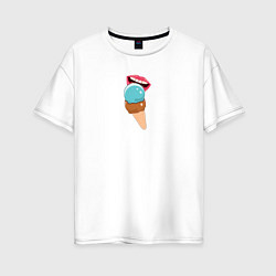 Женская футболка оверсайз Голубое и шоколадное мороженое