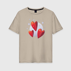 Женская футболка оверсайз Три сердечка