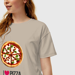 Футболка оверсайз женская Я люблю пиццу, цвет: миндальный — фото 2
