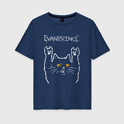 Футболка оверсайз женская Evanescence rock cat, цвет: тёмно-синий