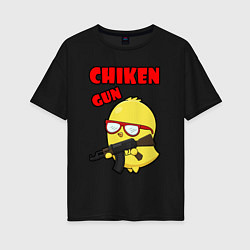 Женская футболка оверсайз Chicken machine gun