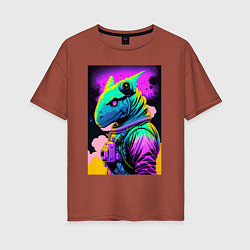 Женская футболка оверсайз Dino astronaut - neural network