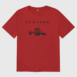 Футболка оверсайз женская Бруклинский мост, цвет: красный