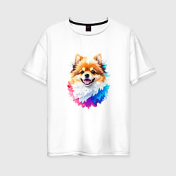 Женская футболка оверсайз Собачка цветная милая