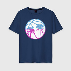 Футболка оверсайз женская Miami beach, цвет: тёмно-синий