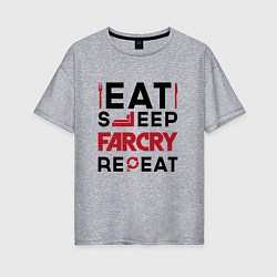 Футболка оверсайз женская Надпись: eat sleep Far Cry repeat, цвет: меланж