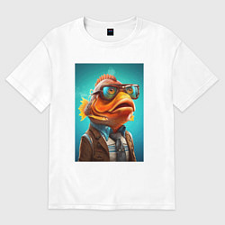 Футболка оверсайз женская Мистер карп в очках, цвет: белый