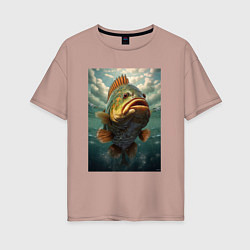 Женская футболка оверсайз Большая рыба карп