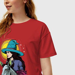 Футболка оверсайз женская Ведьма и осел comic style, цвет: красный — фото 2