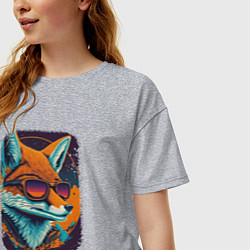 Футболка оверсайз женская Old Fox with glasses, цвет: меланж — фото 2