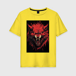 Футболка оверсайз женская Красный волк, цвет: желтый