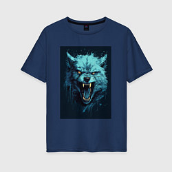 Женская футболка оверсайз Blue wolf