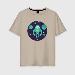 Женская футболка оверсайз Космонавт среди планет в кругу
