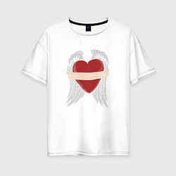 Женская футболка оверсайз Сердце с крыльями