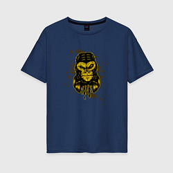 Женская футболка оверсайз Крутая горилла с наушниками