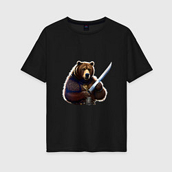 Женская футболка оверсайз Медведь берсерк